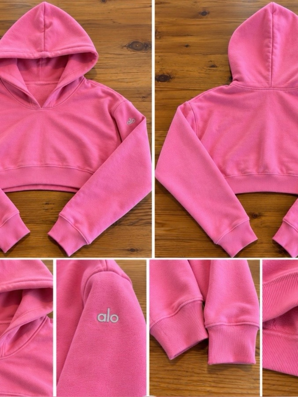 Alo Yoga Bae Cropped Hoodie – Pink – $55